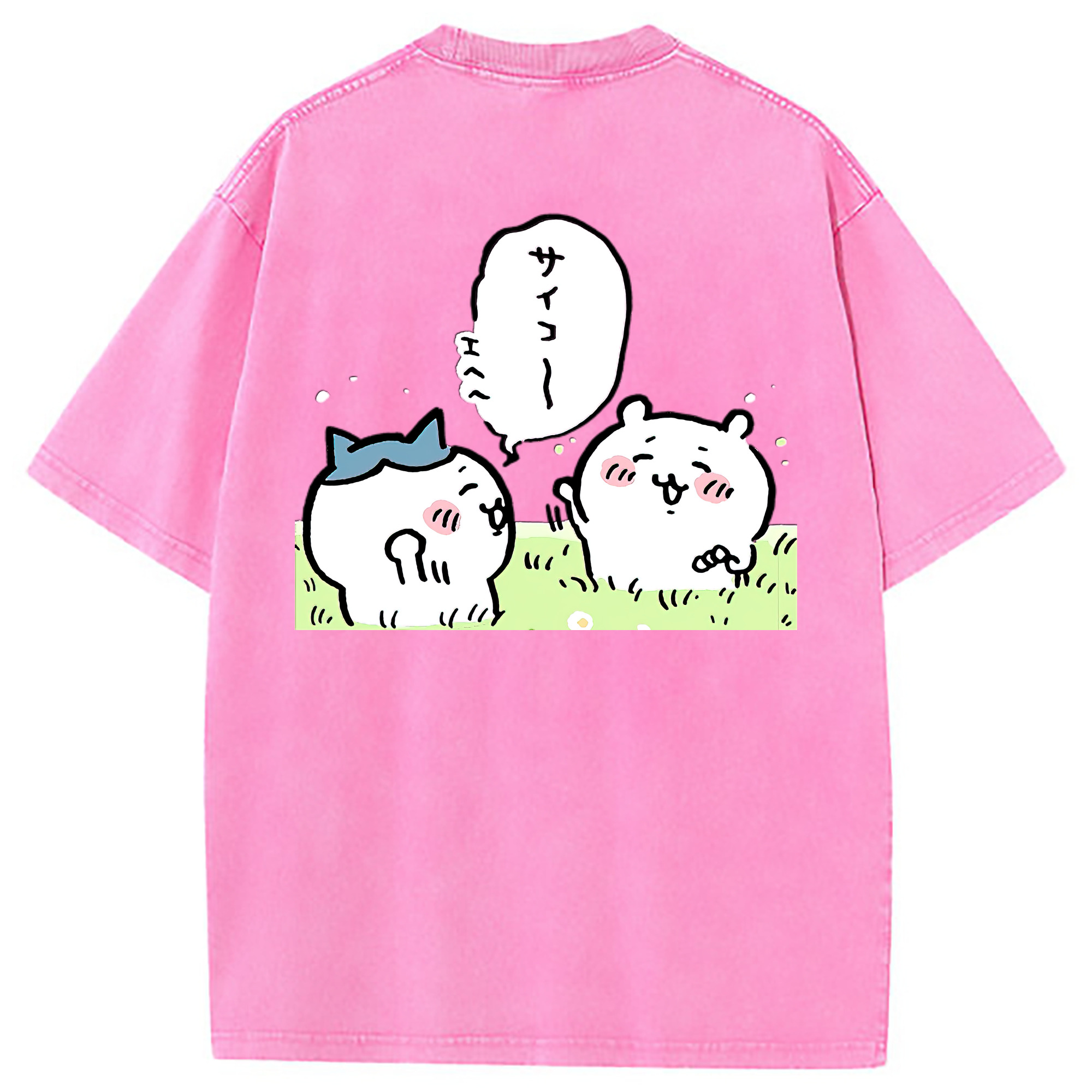 （画像用） ちいかわ ちいかわ Chii-kawa chiikawa 綿100% ヴィンテージ風 半袖Tシャツ（背面プリント）